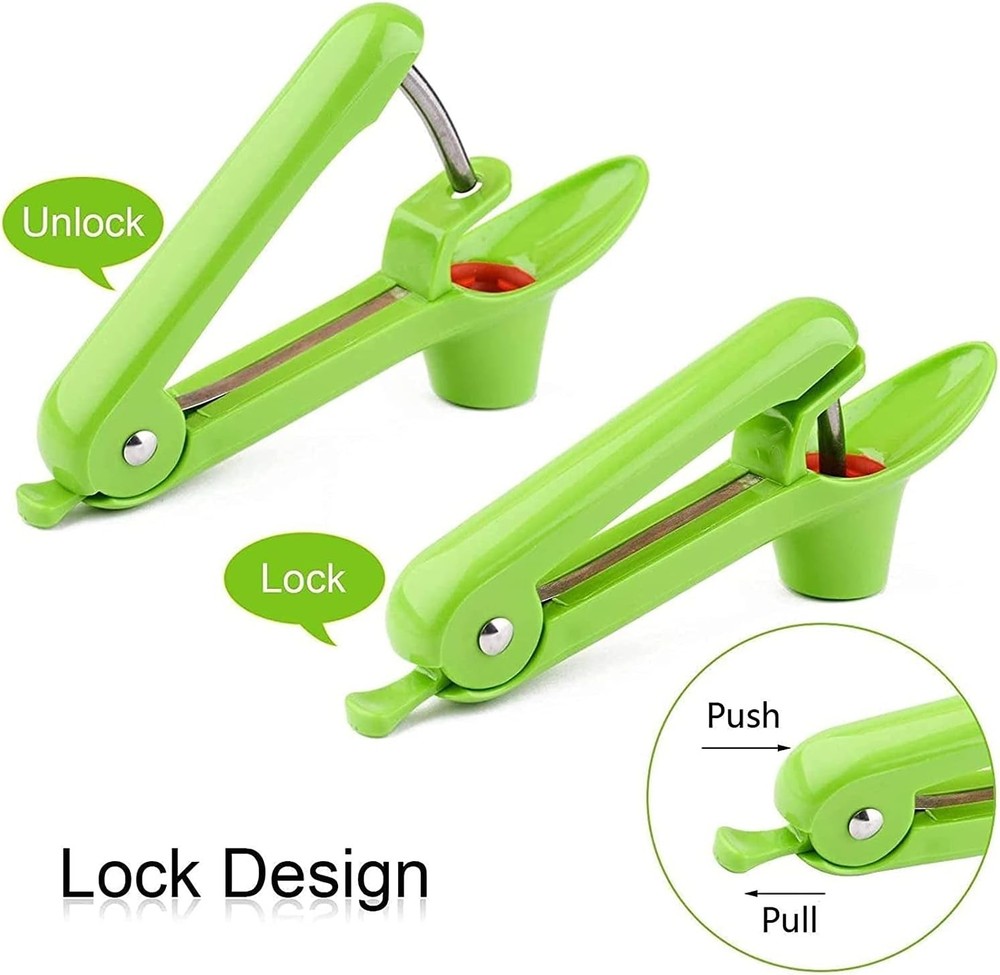 Stainless Steel Multi-Function Olives & Cherry Pitter Tool with Lock Green