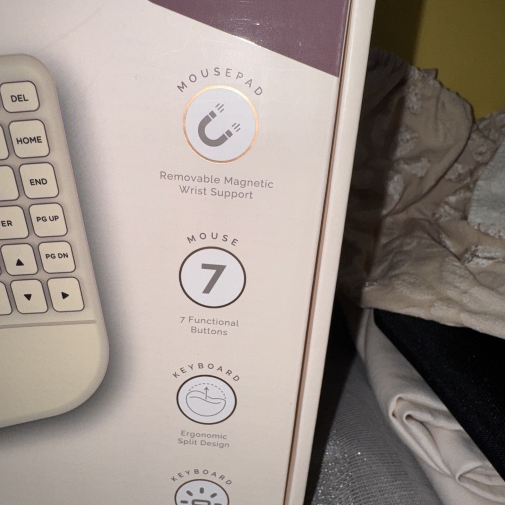 Luxe + Willow Essential Tech Ergonomic Wireless Keyboard Mousepad Mouse Cream