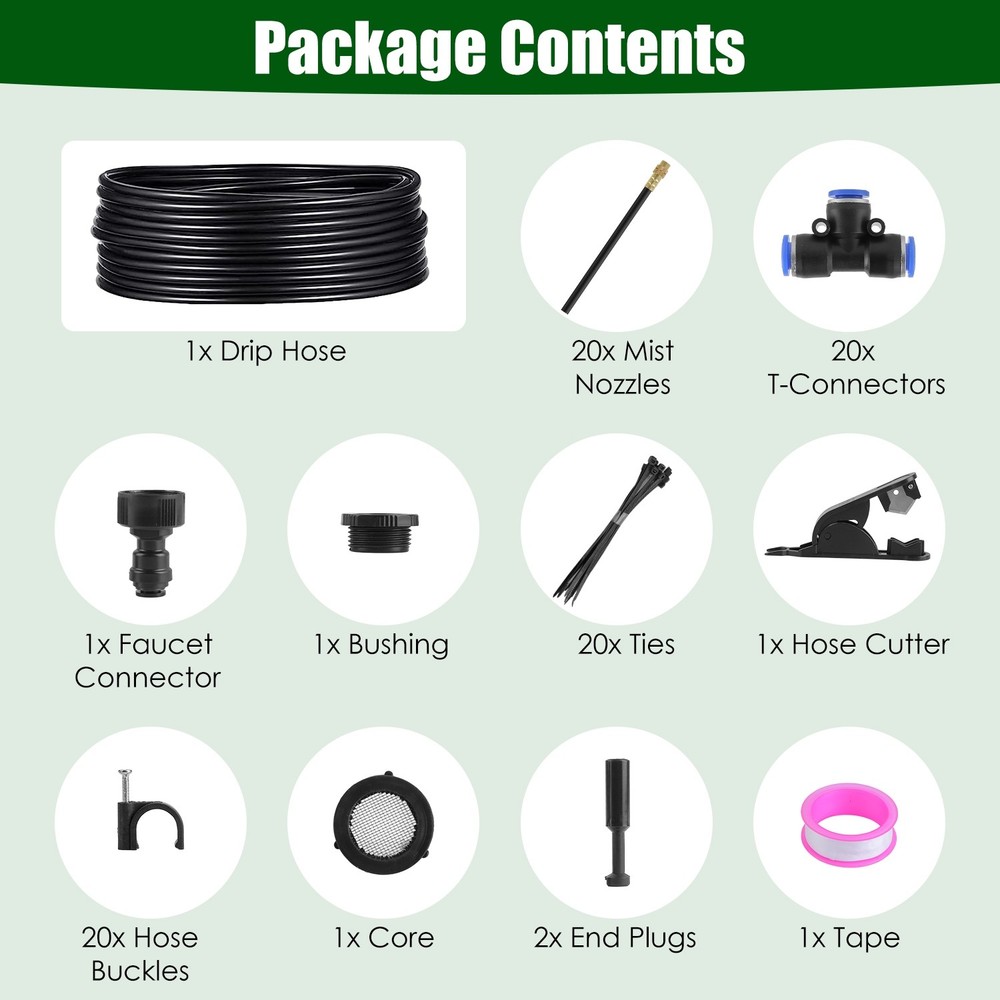 360° Automatic Watering Misting Kit Drip Irrigation System 5/16”Faucet Connector