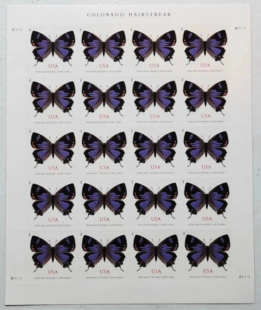 2021 Purple Butterfly Stamps (5 sets, 20 stamps per set, 100 stamps in total)