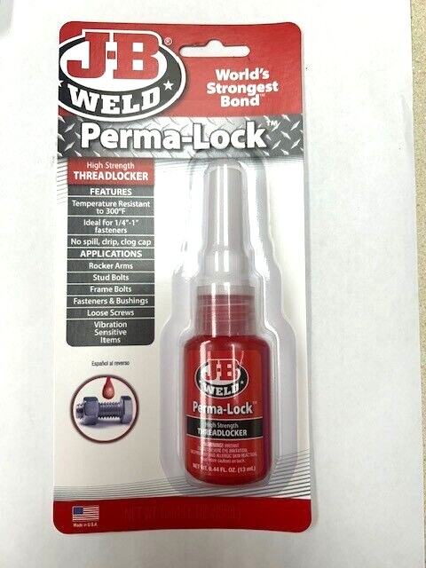 J B WELD 27113 PERMA LOCK THREAD LOCKER LOCKING COMPOUND RED HIGH STRENGTH .44OZ