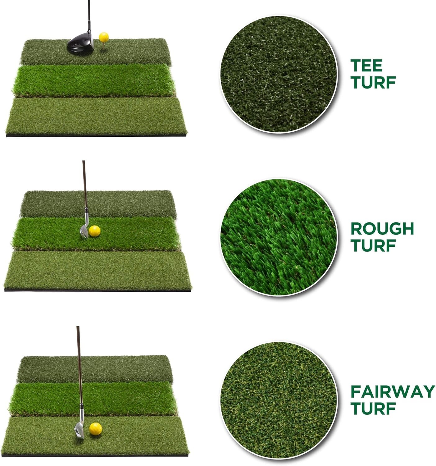 24"x24" Grass Turf 3-in-1 Collapsible Golf Practice Hitting mat with Tee & Balls
