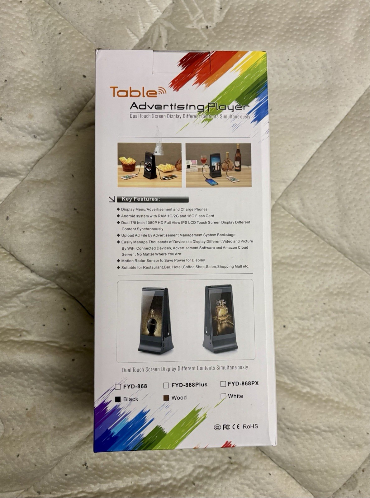 Dual Screen Stand Player Restaurant Table Advertising Digital Menu Display WiFi