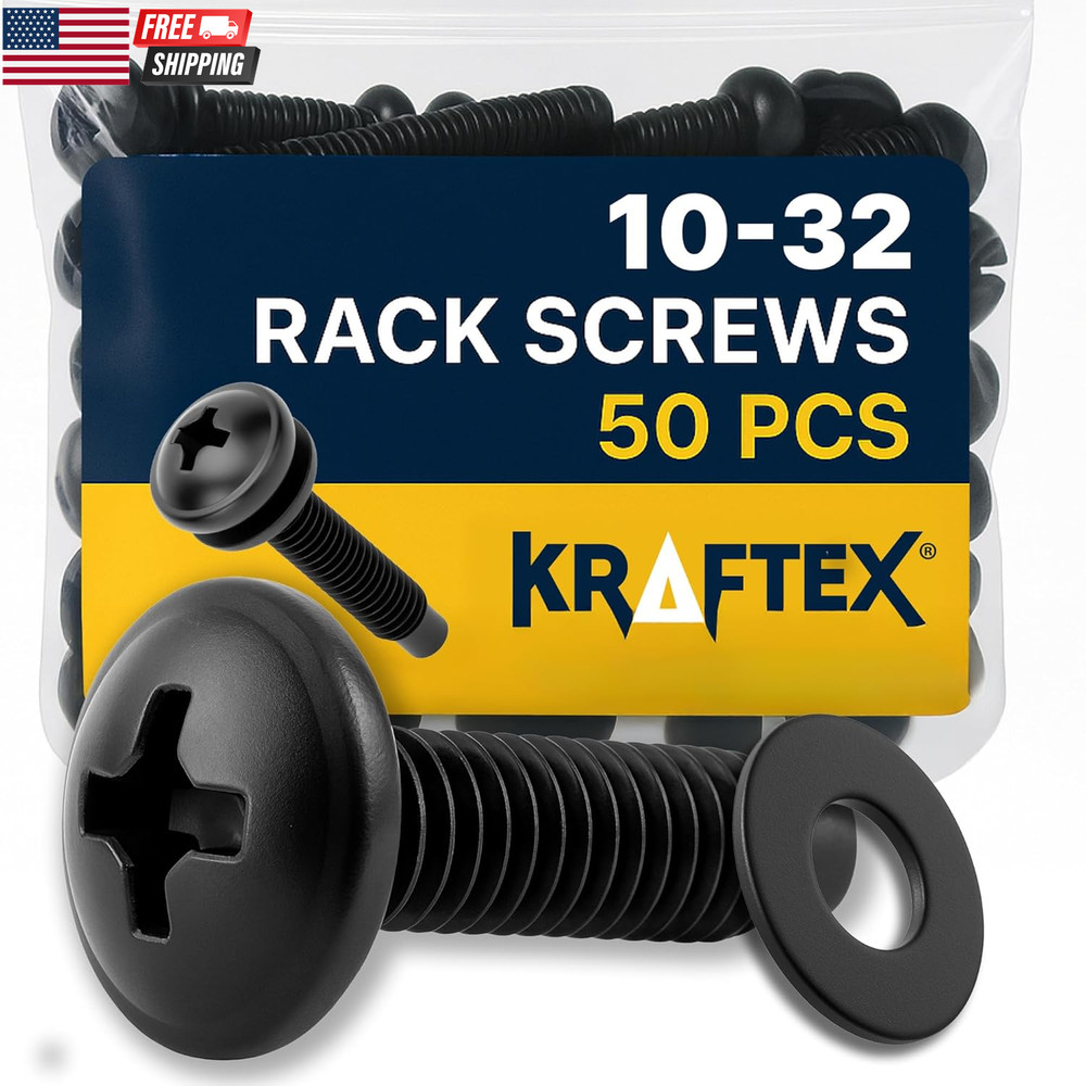 10-32 Rack Screws 50-Pack - Versatile Server Rack Accessories for Network Cabine