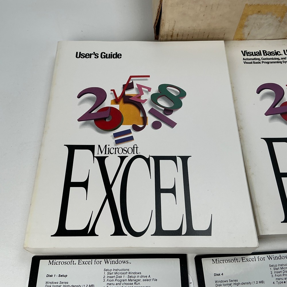 Microsoft Excel Software Kit 5.25” Disks Version 5.0 1993 for Windows on IBM PC