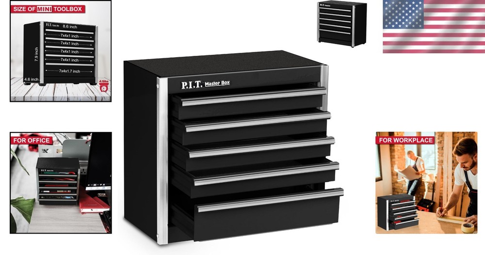 Elegant Black 5-Drawer Tool Case - Lightweight and Versatile Storage Solution