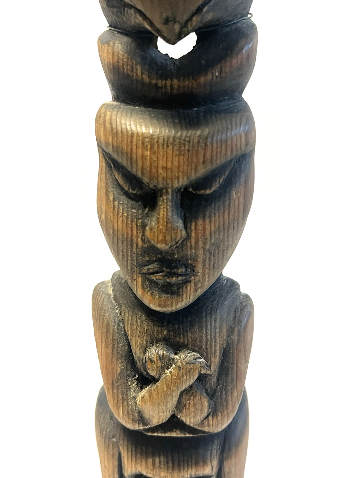 Antique Native American Indian Hand Carved Wooden Eagle Totem Pole; Large 24"