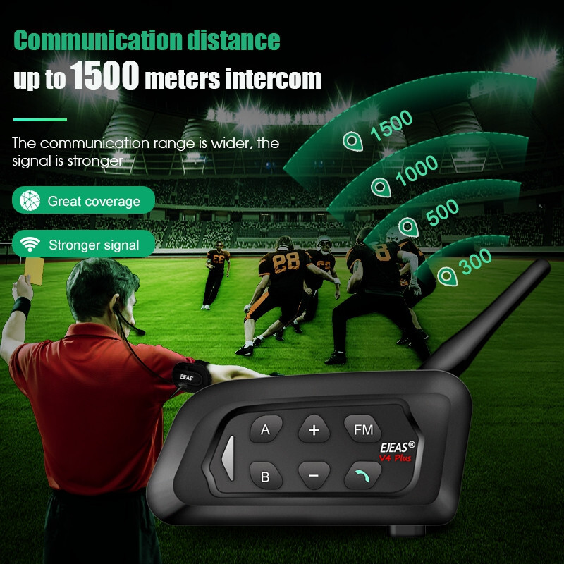 4 User Football Referee Bluetooth Intercom Earphone Talking Same Time with Bag