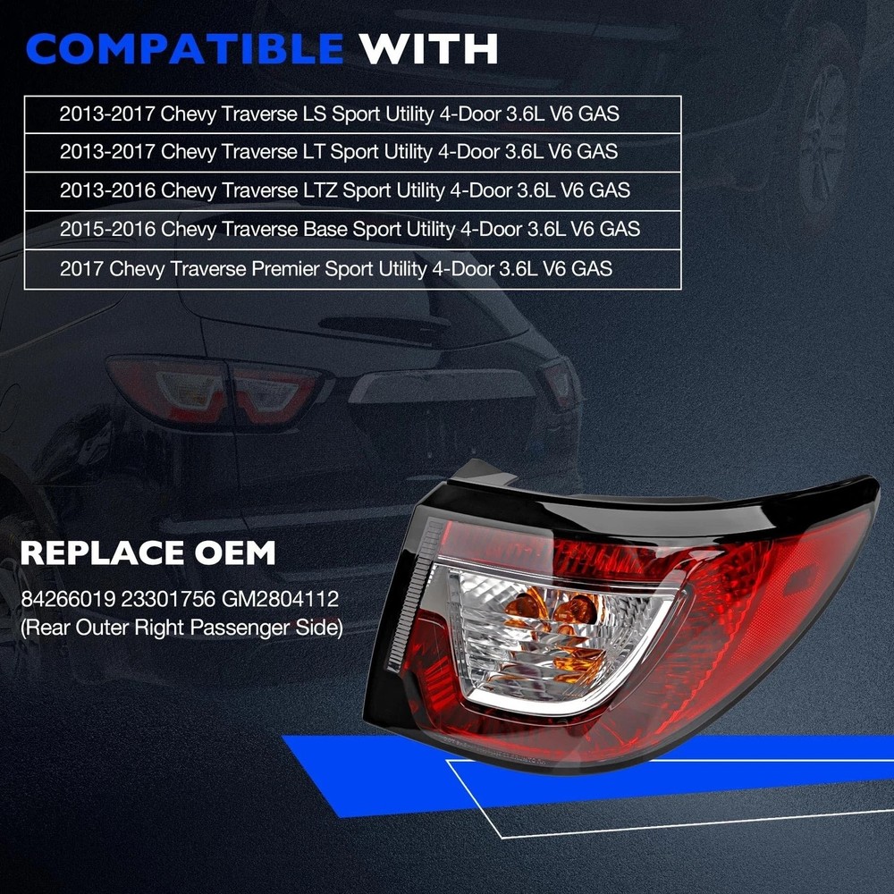 Taillights Brake Tail Light Compatible with 2013-2017 Traverse LS LT LTZ Base...
