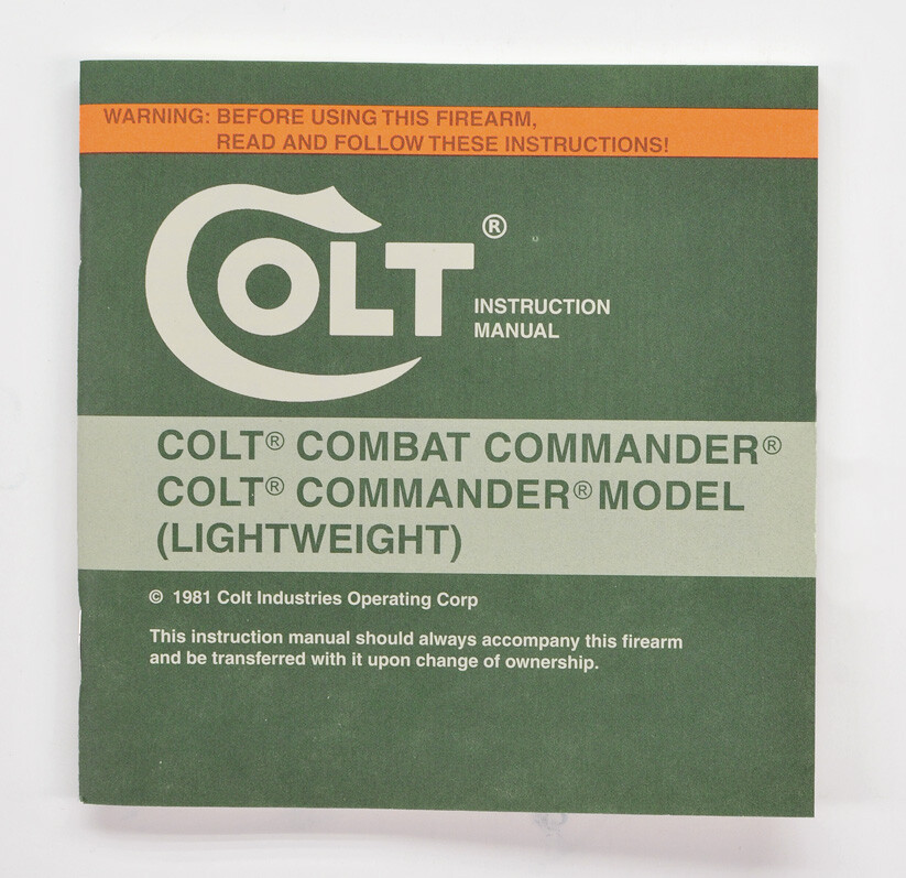 Colt Combat Commander, Commander (Ltwt) Manual PLUS. 1981. Free Shipping!