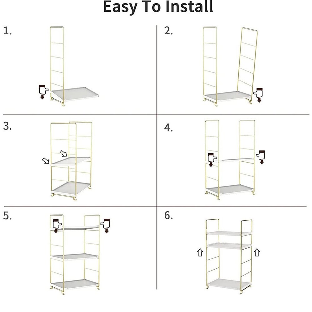 3Tier Kitchen Spice Rack Freestanding Stackable Organizer Countertop Golden