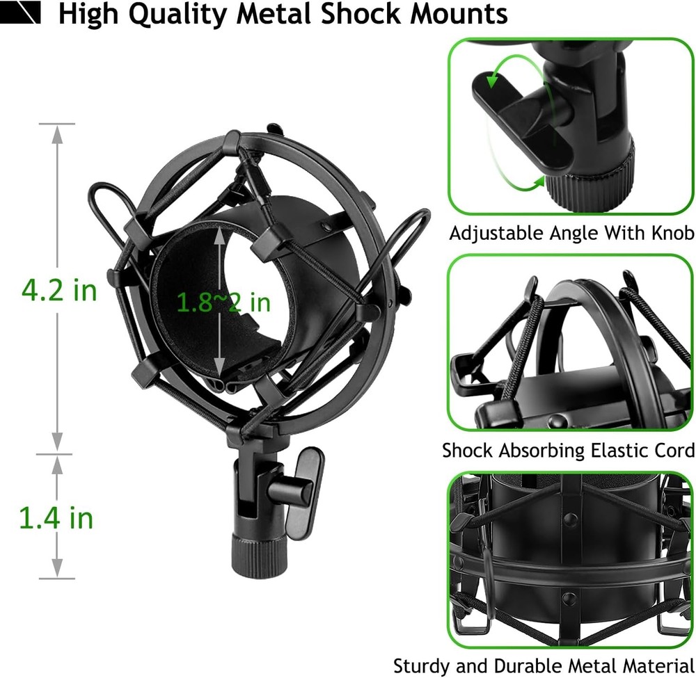 Upgraded Desktop Microphone Stand with Shock Mount and Windscreen