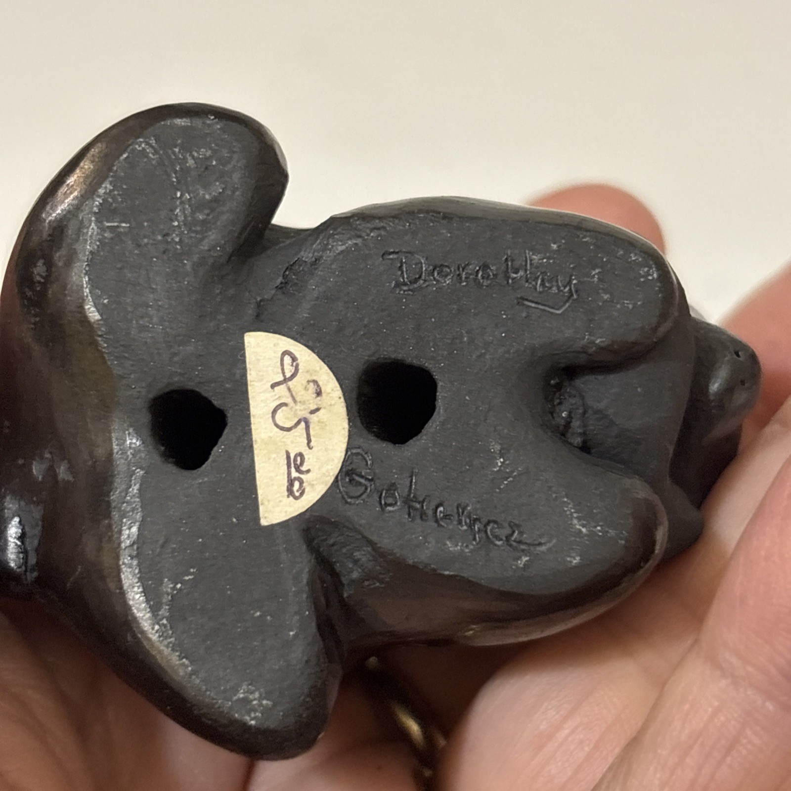 Santa Clara Pueblo Bear with Fish Black Pottery By Dorothy & Paul Gutierrez Art