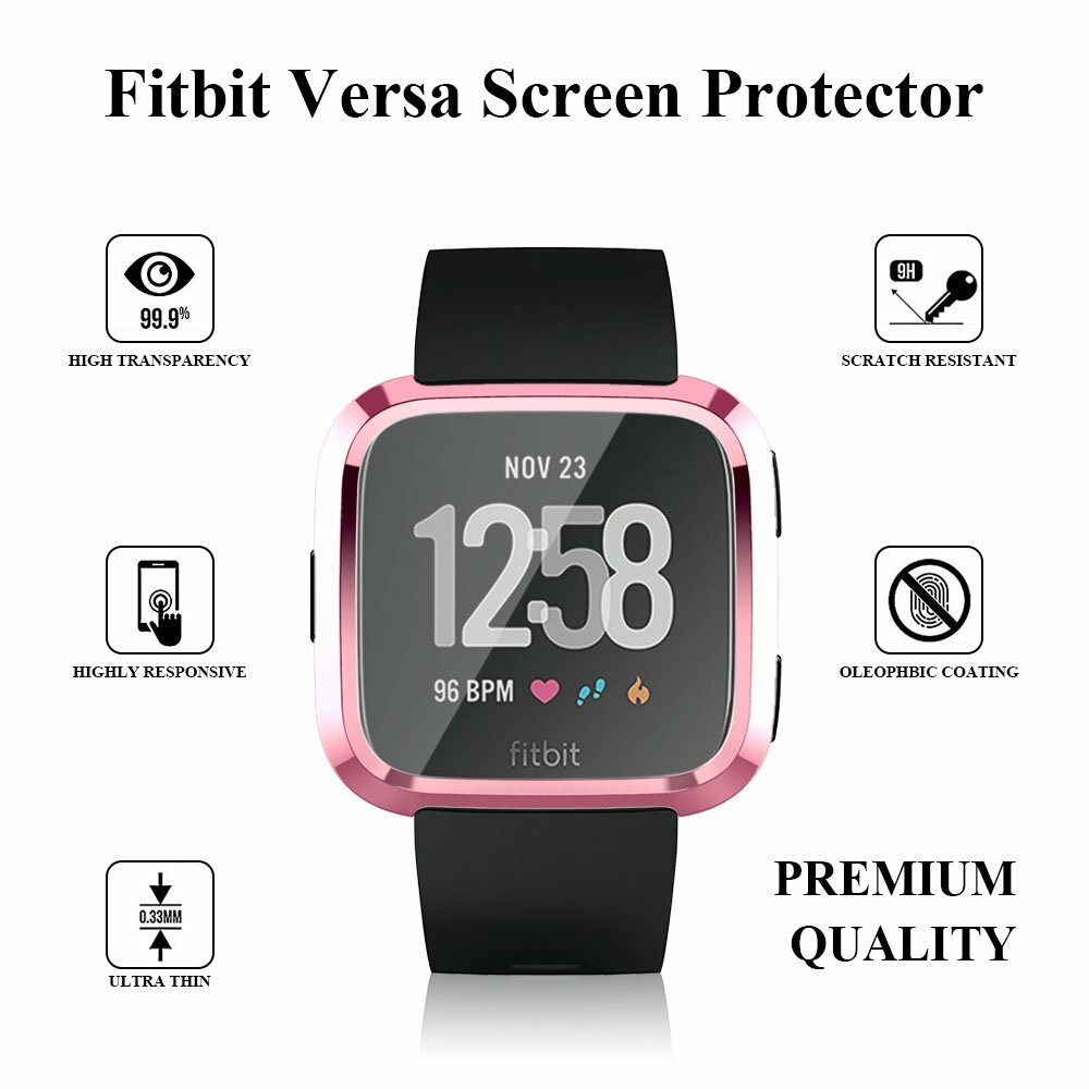 Silicone Protective TPU Case with Screen Protector Frame Cover For Fitbit Versa