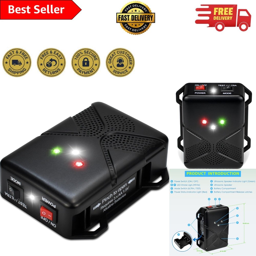 Cordless Ultrasonic & LED Mouse Repeller for Automobile Engine - Versatile use