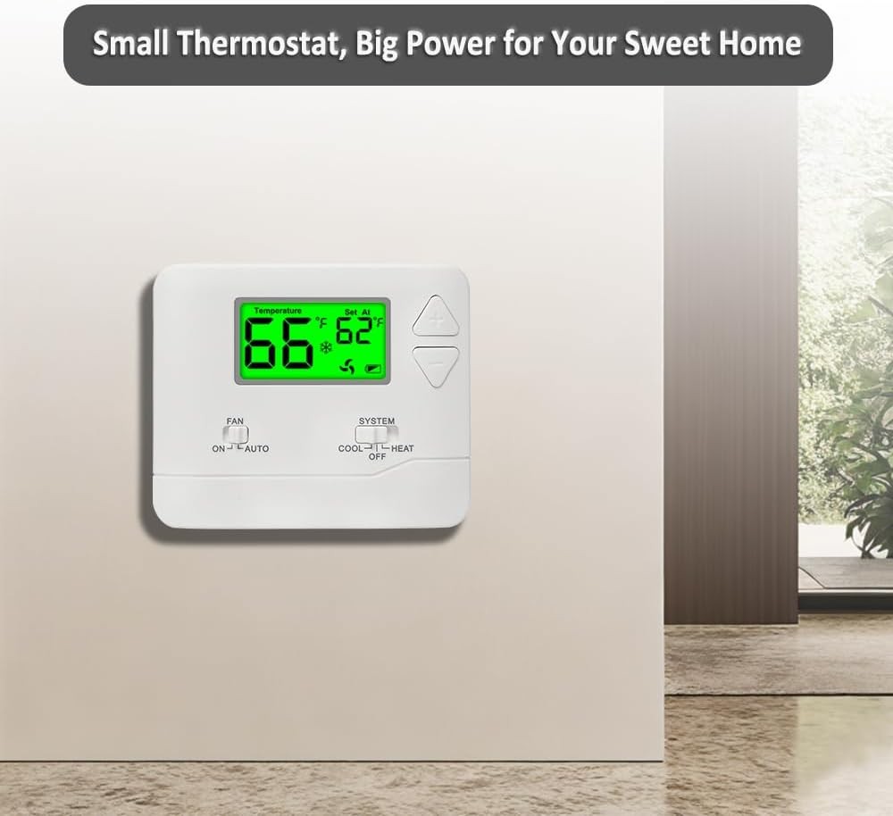NonProgrammable Thermostat for House, Digital Energy-Saving Green