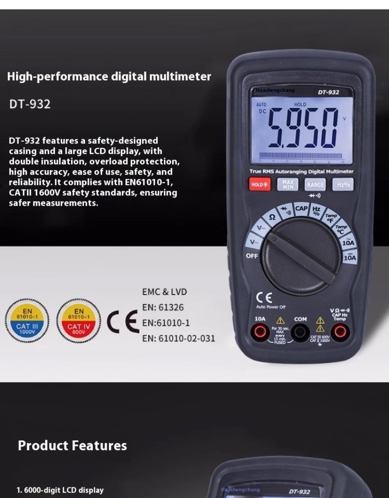 Digital Multimeter Auto Range DT-932 High Performance Digital Multimeter