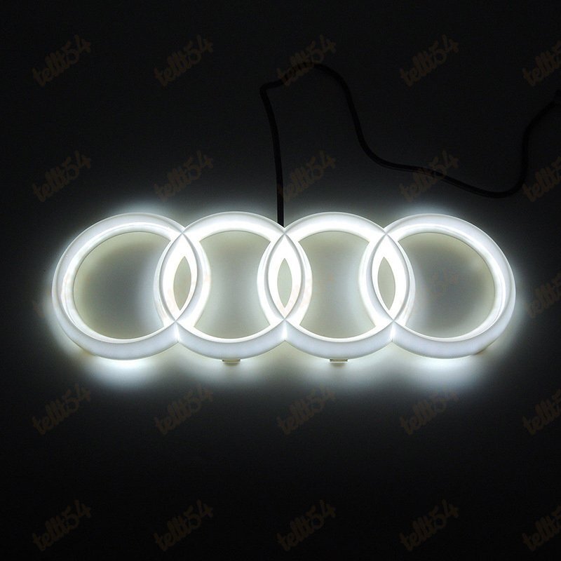 Chrome For Audi Grille Front Hood A1 A3 A4 A5 A6 A7 Q3 Q5 Q7 LED Emblem White
