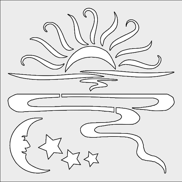 8"x8" Clear or Red Plastic Stencil - Celestial Sun Moon Star (SN91)