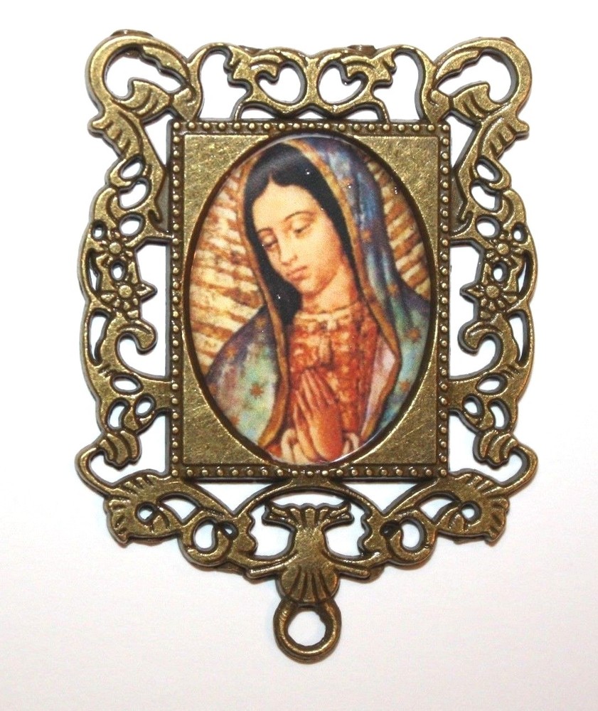 Custom Extra LARGE Bronze Rosary Center Part/Our Lady of Guadalupe Rosary Making