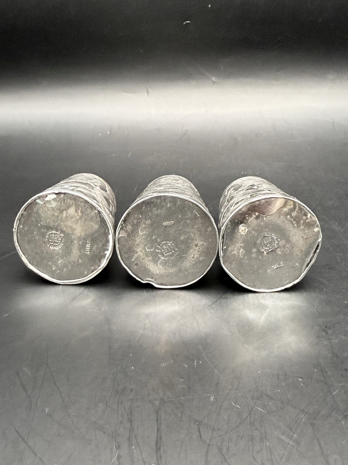 Vintage Mexican Sterling Silver Salt Pepper Shakers 925 HM Set 3