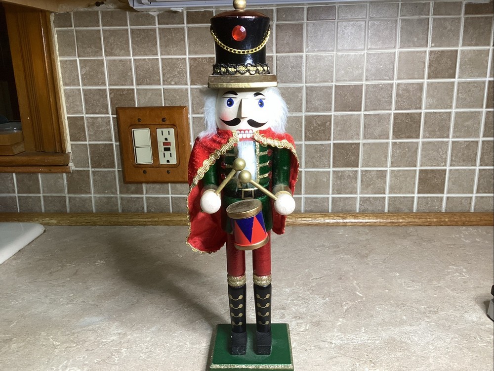 The Nutcracker Christmas Drummer 14” Tall- Red Cape
