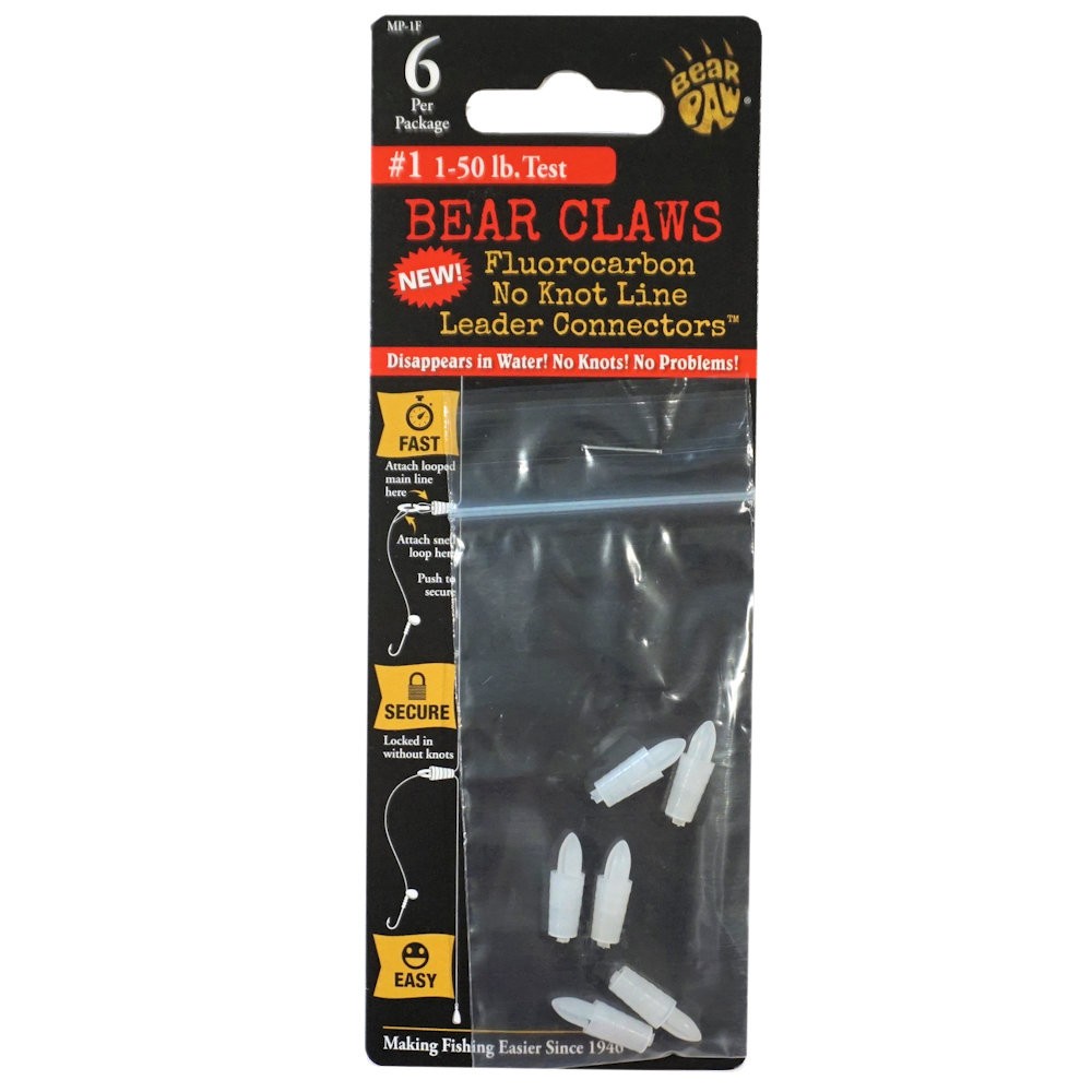 Bear Claws Fluorocarbon Line Leader Connectors #1 (1-50 lb) THREE Packs #MP-1F