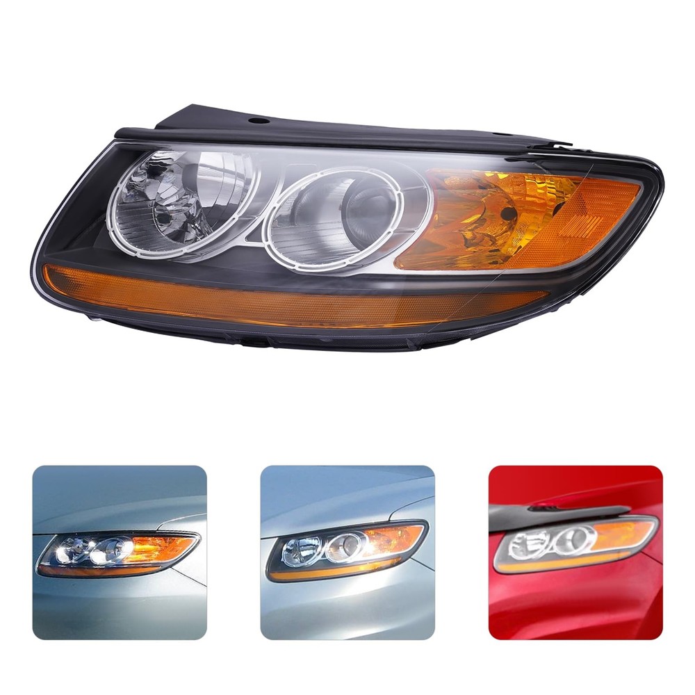 Hyundai Santa Fe 2007-2012 Left Headlight Assembly 6 Pin