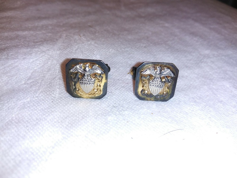WWII era 1/20 12KT Gold Filled Navy Naval Officer Cufflinks Set