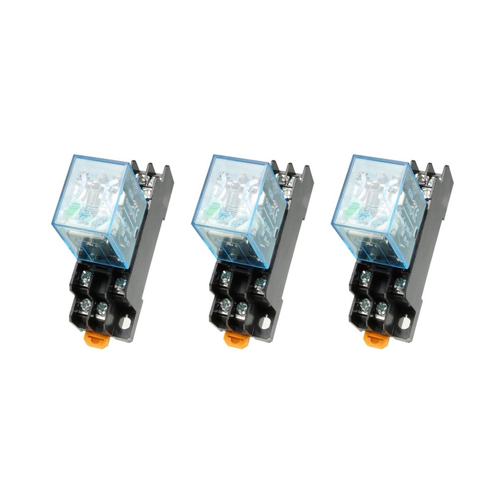 3 Pcs DC 12V 5A Coil Voltage General Purpose Power Relay + Socket Base