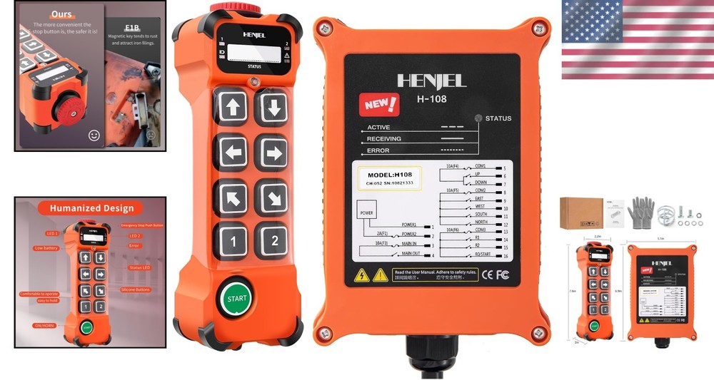 Ergonomic Wireless Crane Remote - , 100m Range, Easy Pairing & Reprogramming
