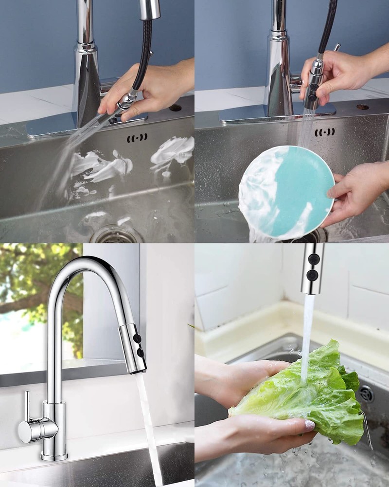 Pull Out Sink Sprayer Head Replacement,2 Function Kitchen Faucet Head 11 Adapter