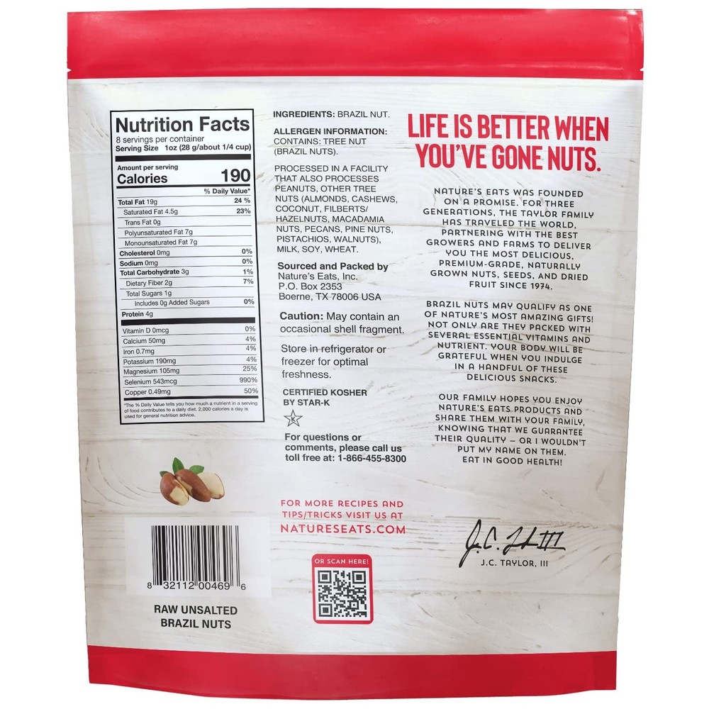 Nature's Eats Brazil Nuts, 8 Oz