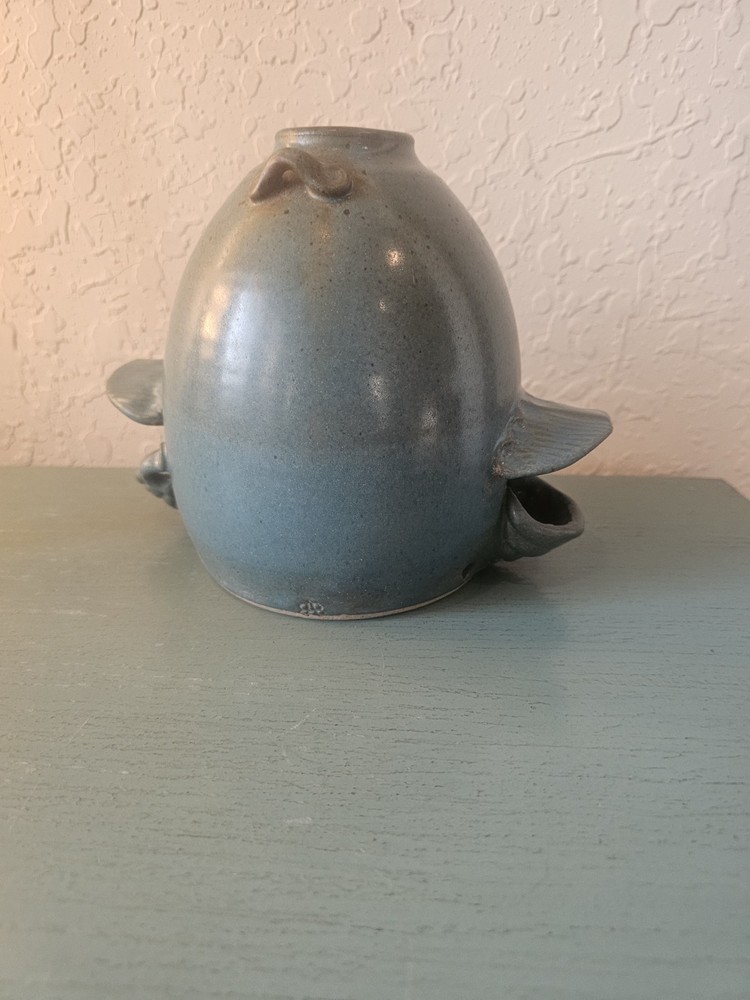 Antique Stunning BlueGlazed Pottery ToadHouse, Hallmarked-Excellent