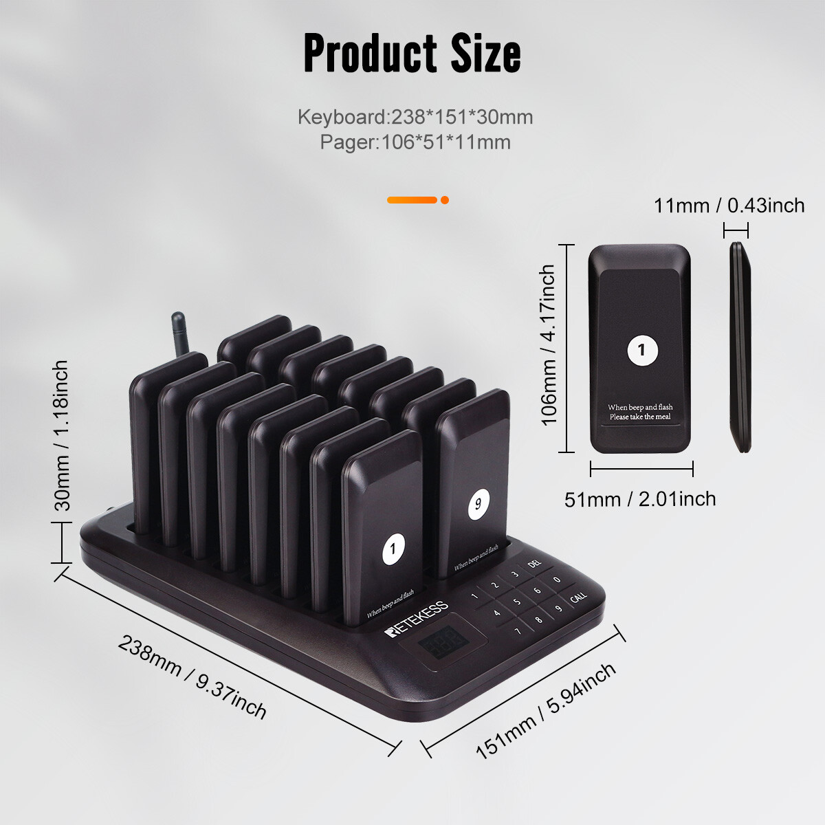 Retekess TD157 Restaurant Pager Calling Queuing System 16 Buzzer Cafe Clinic Bar