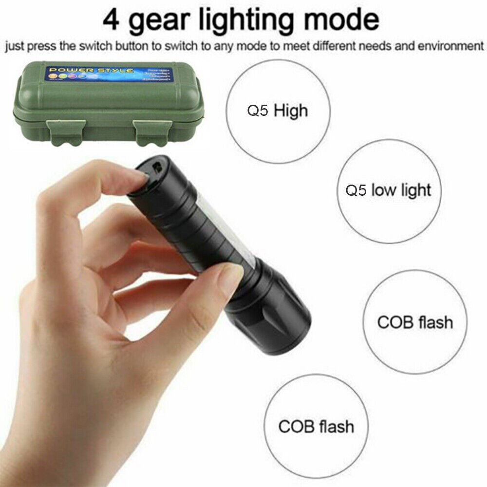 4 Pack Tactical LED Flashlight USB Rechargeable 3Modes Light Zoomable Lamp Torch