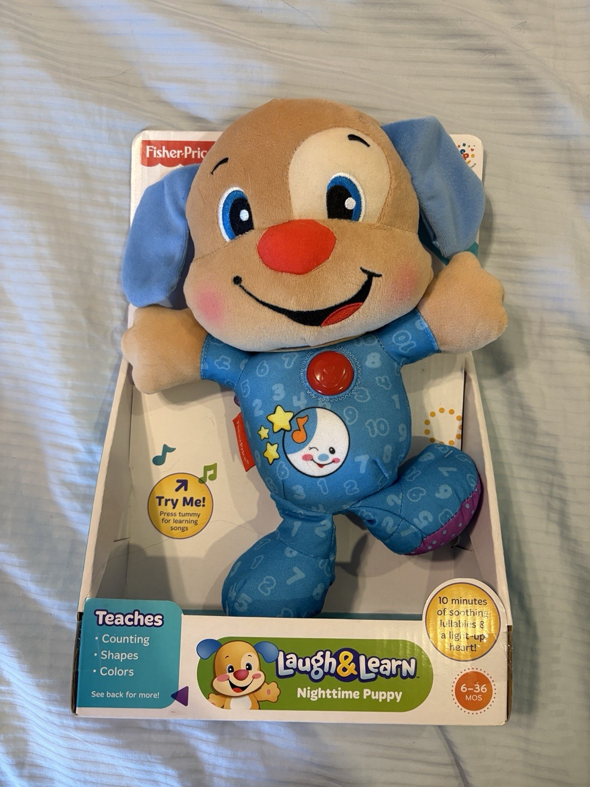 Fisher Price Laugh & Learn Nighttime Puppy Music Lullabies BFK64 Plush 2013 Blue