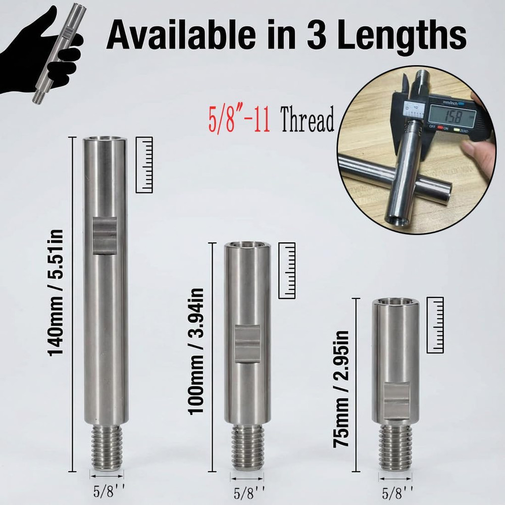 3 Pcs 5/8'' - 11 Thread Angle Grinder Extension Connecting Rod - Heavy Duty S...