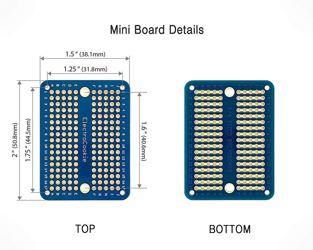 Electrocookie Solderable Breadboard PCB Board for Electronics Projects Compatibl