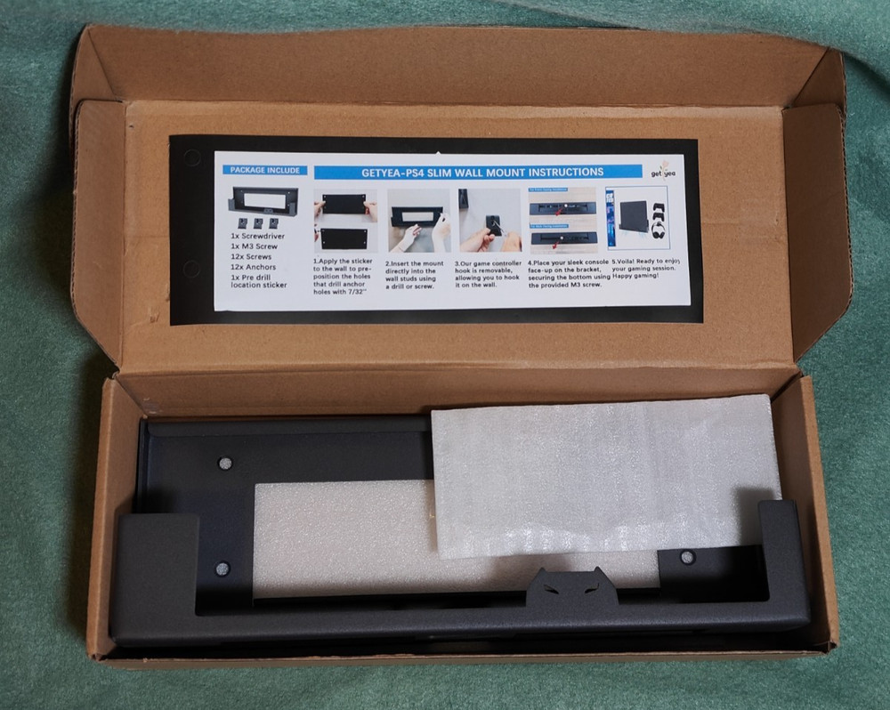 PS4 Slim Wall Mount Steel Bracket w/ Controller Holders Open Box