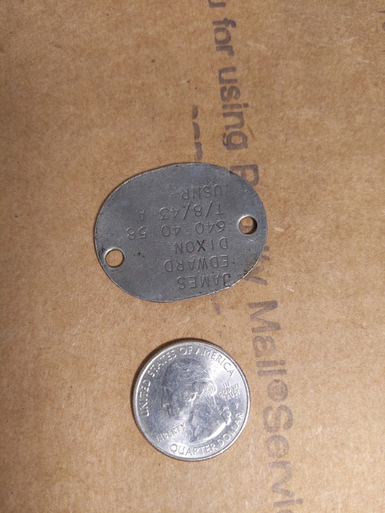 1943 WWII USNR Dog Tag Two Hole Authentic World War II
