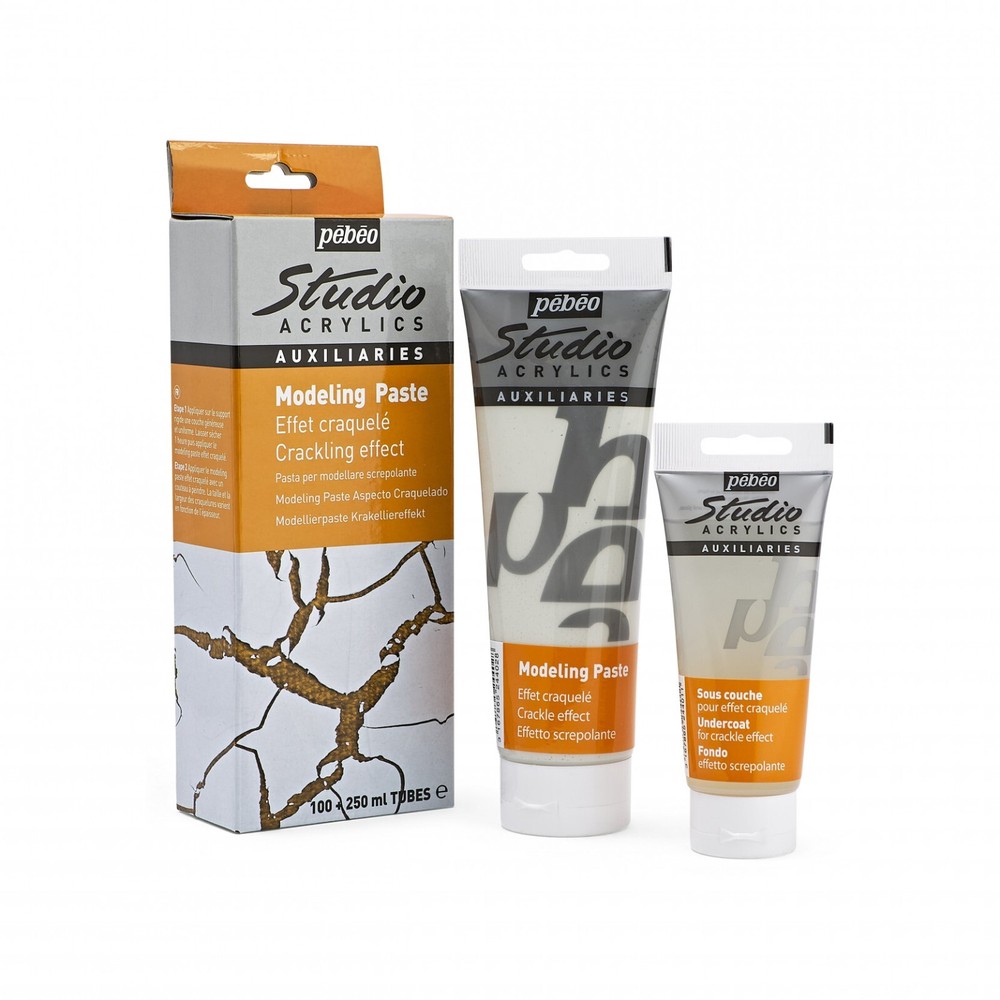 Pebeo Studio Acrylics Modeling Paste Crackling Weathered Effect Paint Medium Kit