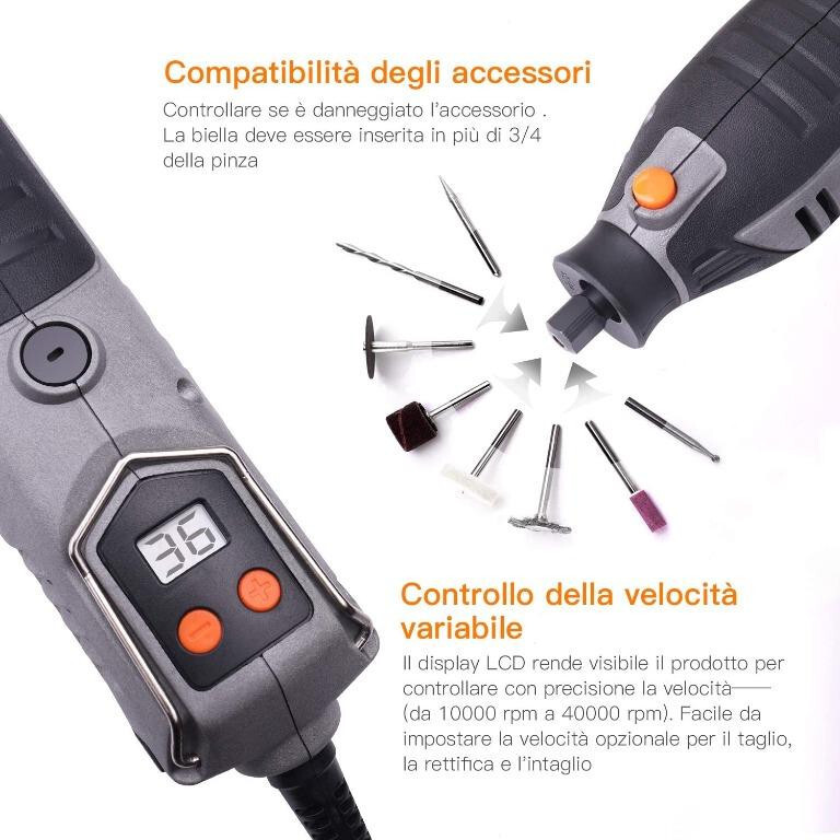 200W High Performance Rotary Tool, 10,000-40,000RPM Multifunction Tool High Spee