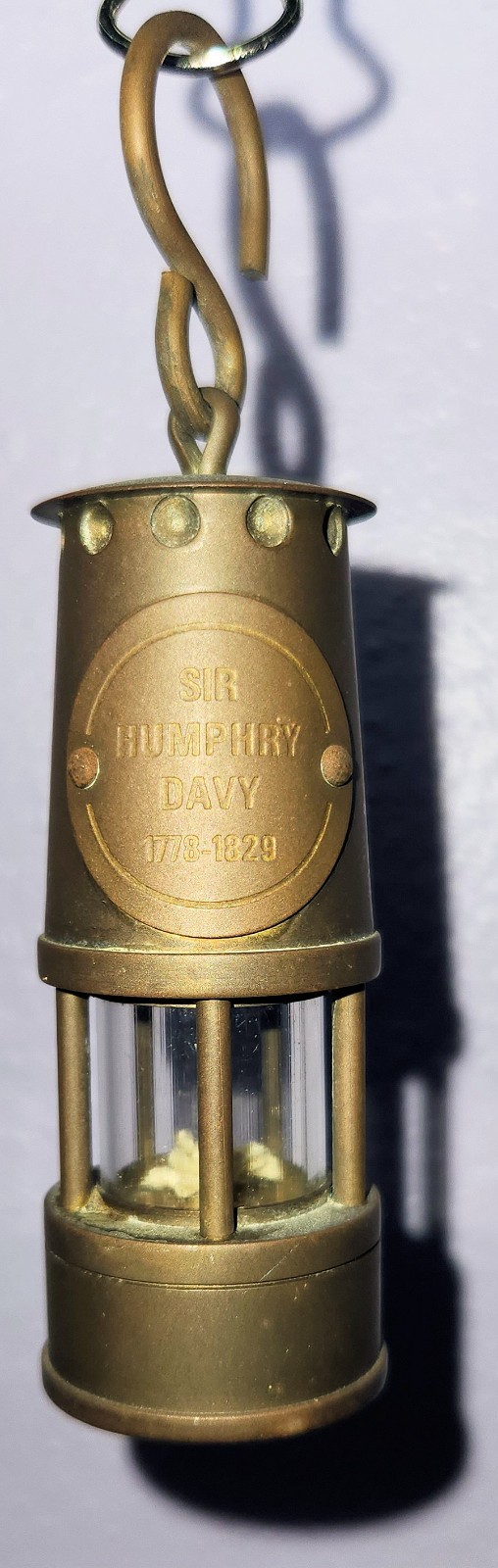 Sir Humphry Davy Miniature 2 7/8" Brass Miner Safety Lamp Non-Functional Vintage