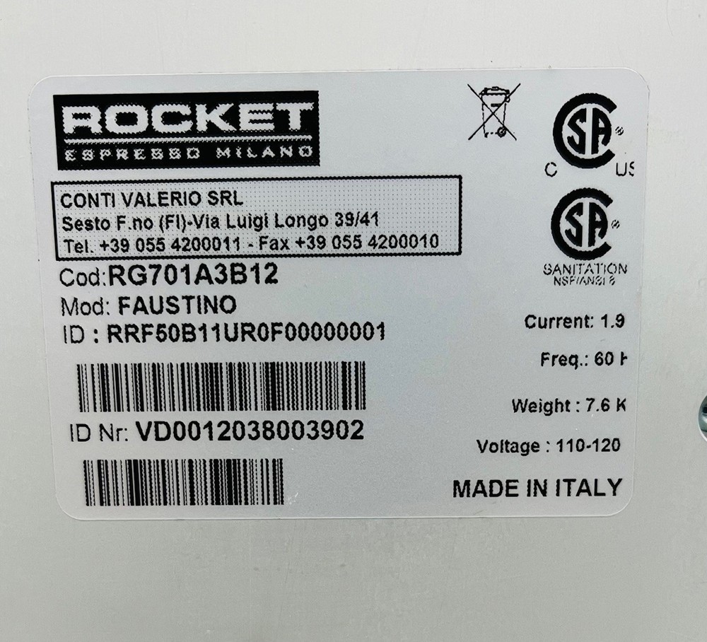 Rocket Espresso Faustino Grinder, Black/White