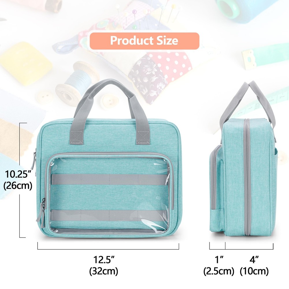 Blue Sewing Storage Organizer Bag with Folio Open Design Versatile Pockets