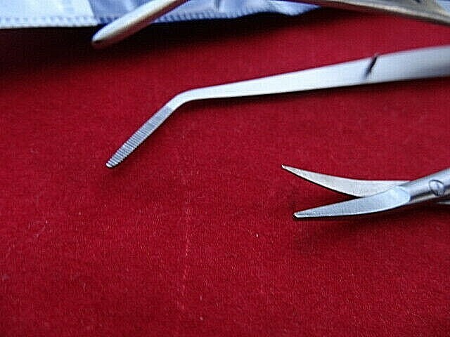 6" Angled Serrated Tweezers + SPRING ACTION Embroidery Machine Scissors_SQUEEZER