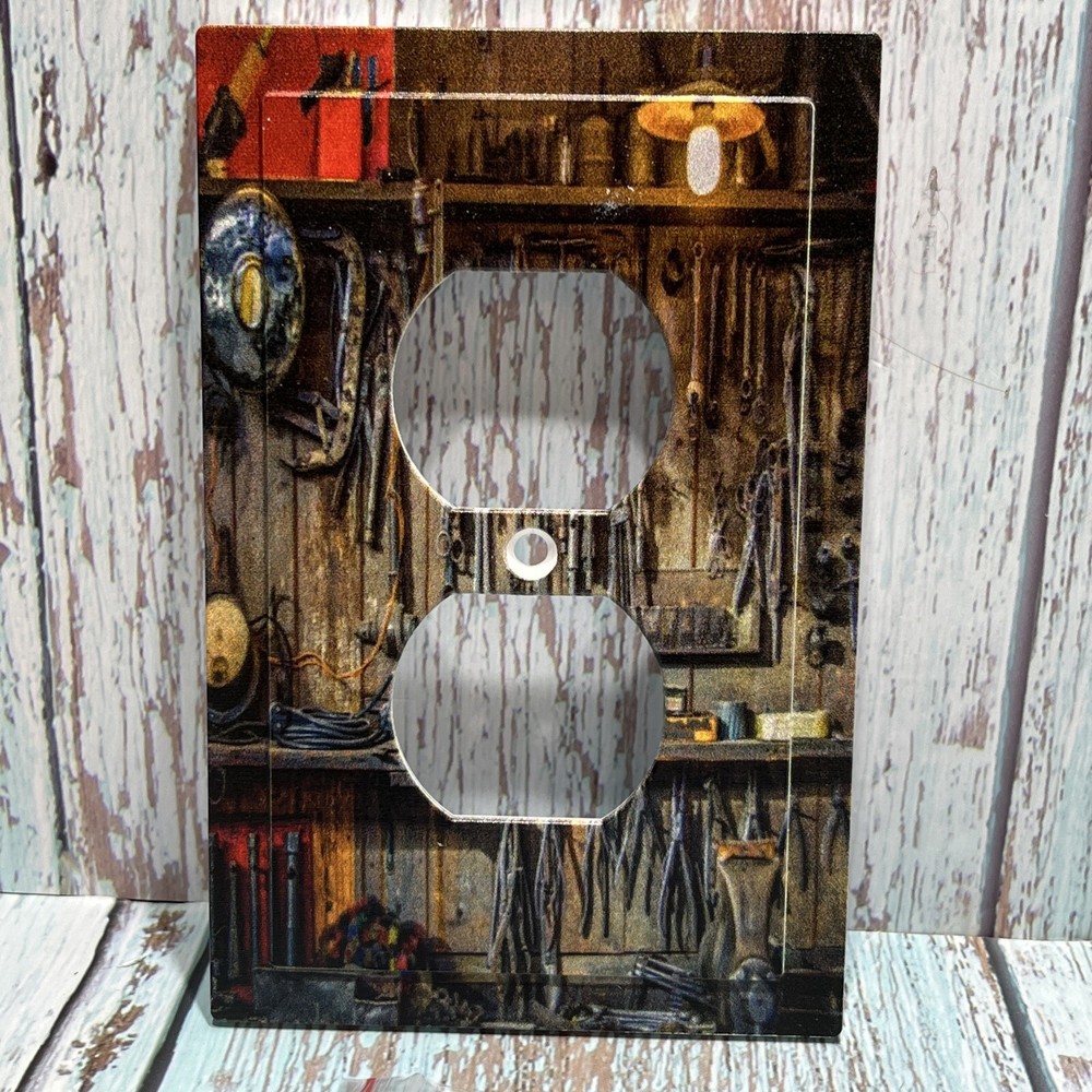Rustic Tools,2 OutletsWall Switch Plate.NIP