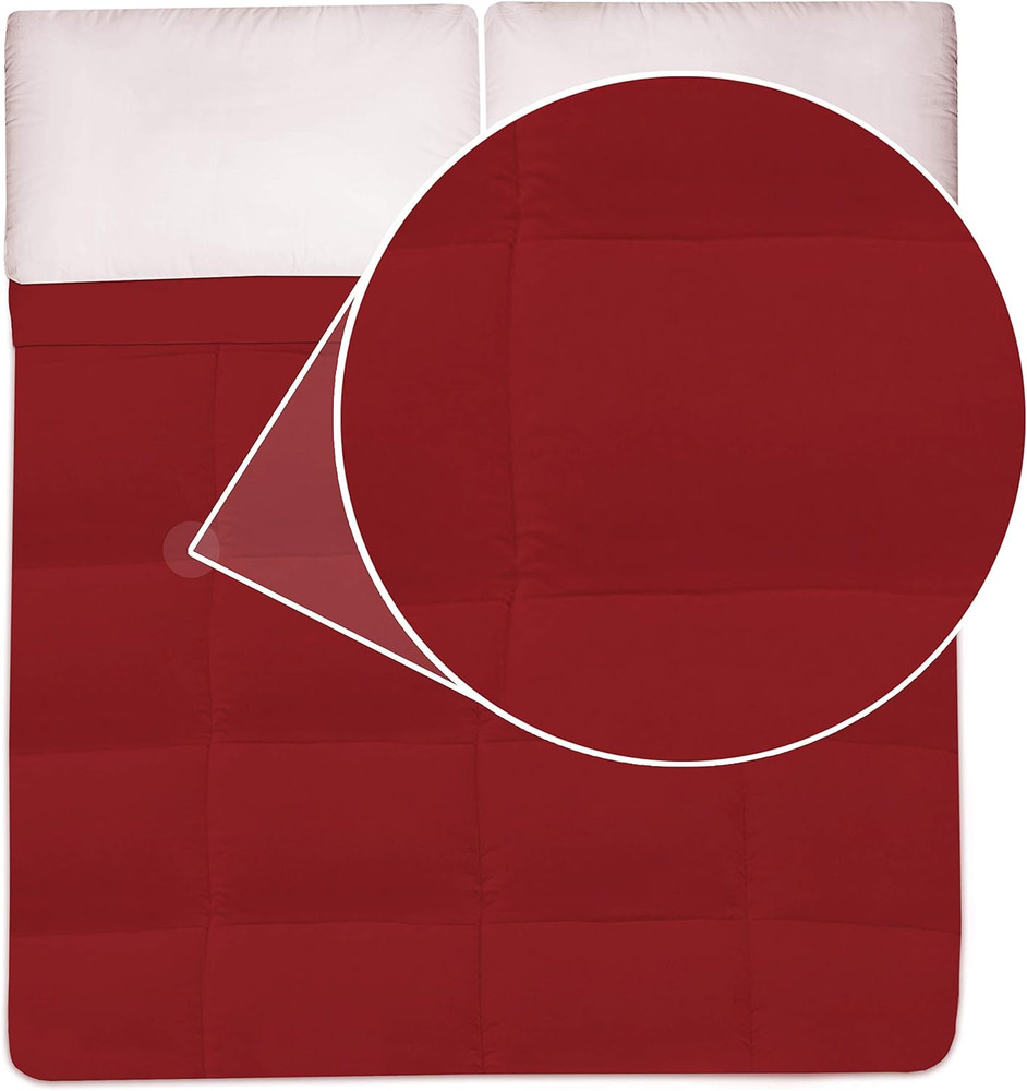 White Goose down Alternative Comforter, Burgundy, Full