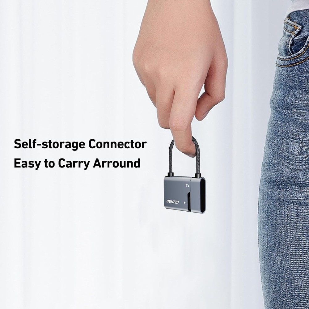 BENFEI USB C to Audio Jack Adapter with 60W Fast Charging, USB-C Silver